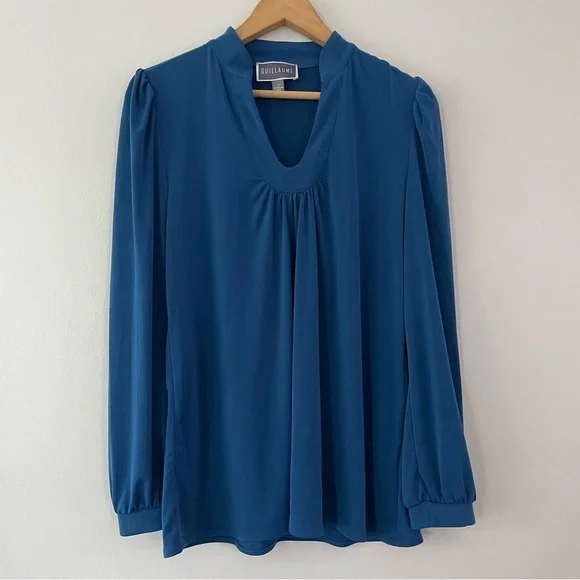 NEW Guillaume Blue Matte Jersey Stretch Top Size Small (bin 2J) - Picture 2 of 2